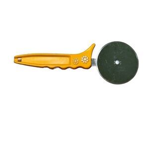 Vintage TRAVCO Pizza Cutting Wheel Stainless Steel Made in Hong Kong Yellow